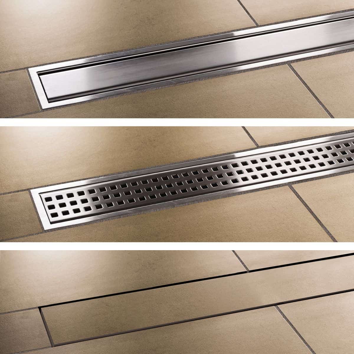 Kerdi Line Grates - example of linear shower drain options