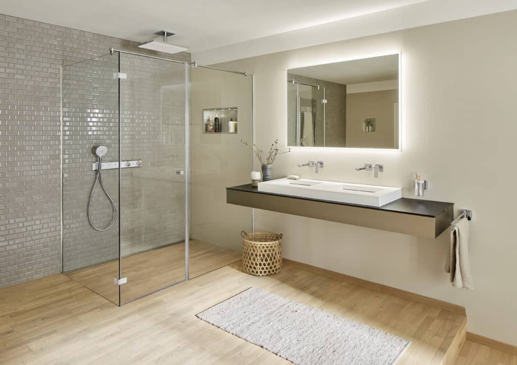 Modern Bathroom using Easy Drain USA Modulo linear shower drain